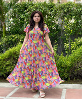 Vibrant Multicolour Georgette Maxi Dress